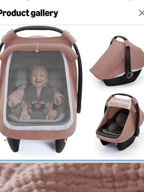 Dusty Pink Muslin Baby Car Seat Cover